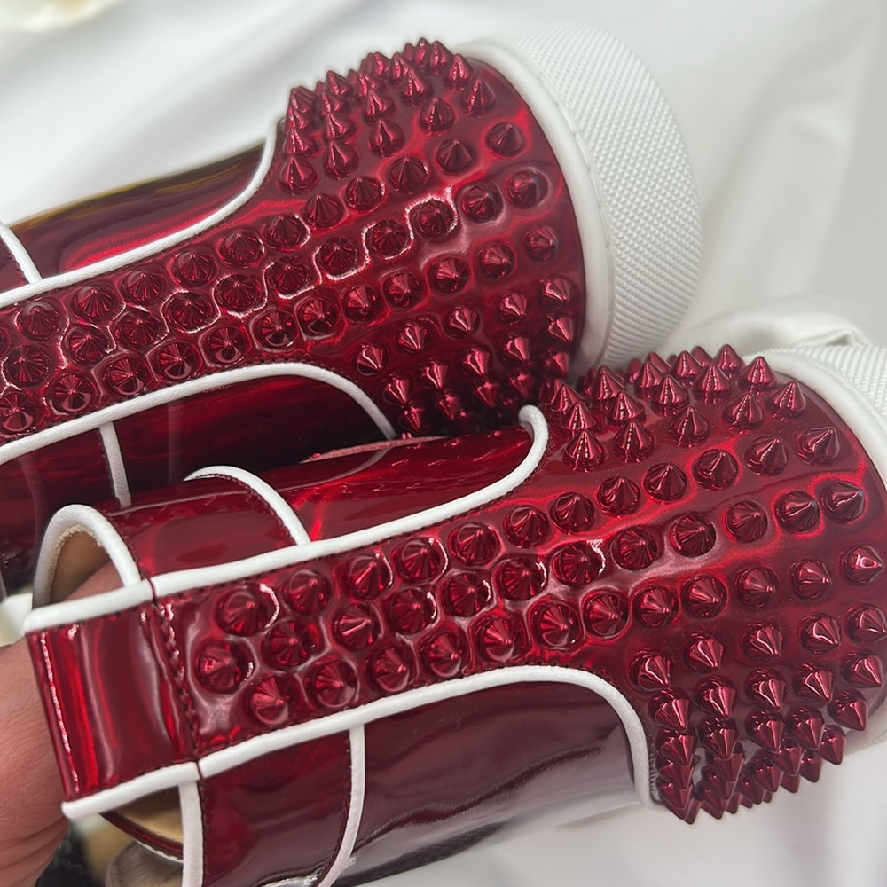 Christian Louboutin Red Spiked Sneakers - Picture 7 of 10